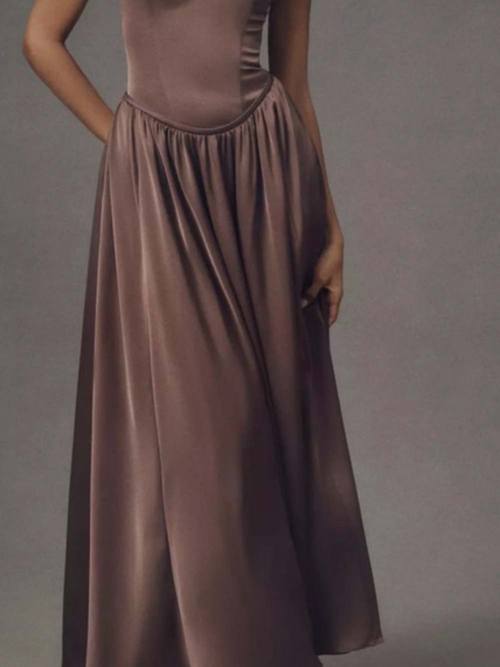 BHLDN ANTHROPOLOGIE Seraphina Sweetheart Corset Stretch Satin Maxi Dress